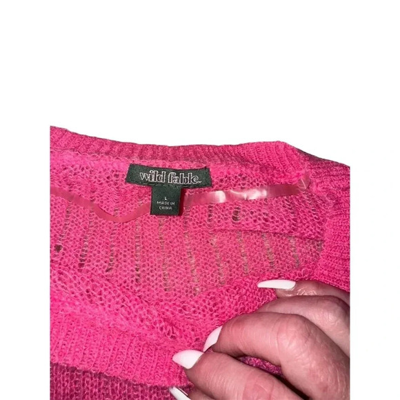 - Wild Fable Women's Pink Sheer Knit Off-Shoulder Sweater Size M - Picture 3 of 8